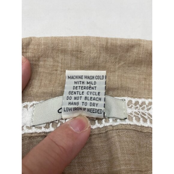 Love Potion Women's 2X Beige Collard Button Up Cap Sleeve Blouse - Picture 5 of 5